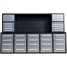 Steelman 10‘ armoire de rangement avec établi en acier inoxydable (30 tiroirs & 2 cabinets)